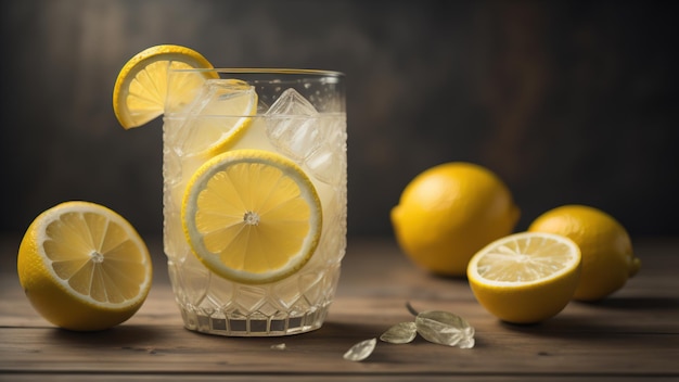 Limonada com frutas de limão e hortelã Generative AI