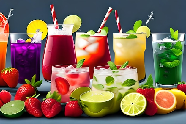 Limonada de bebidas de verão multicoloridas