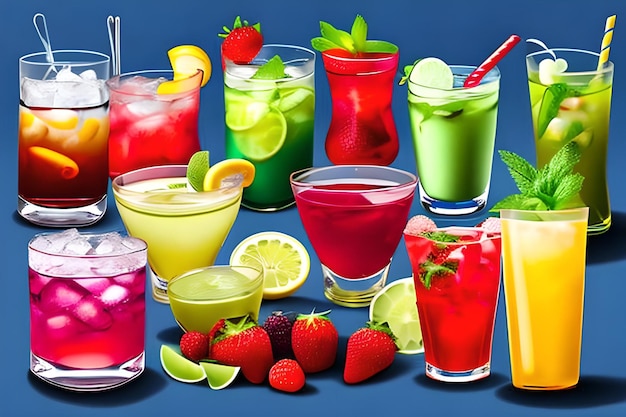 Limonada de bebidas de verão multicoloridas