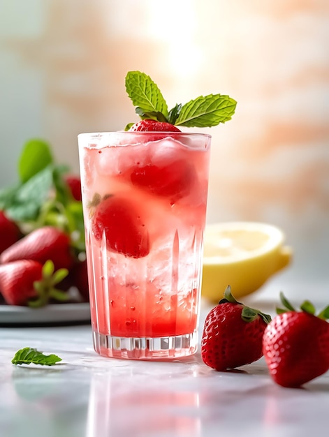 limonada de fresa bebida de verano receta libro de cocina comida fotografía