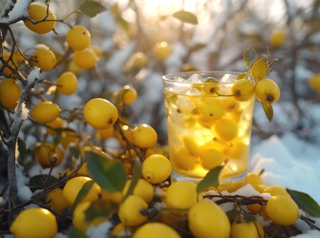 Limonada helada de té de espino amarillo