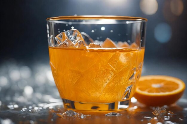 Limonada refrescante com laranja e hortelã na mesa de madeira