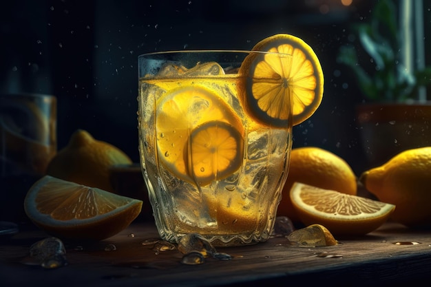 Limonade auf dunklem Hintergrund AI generiert