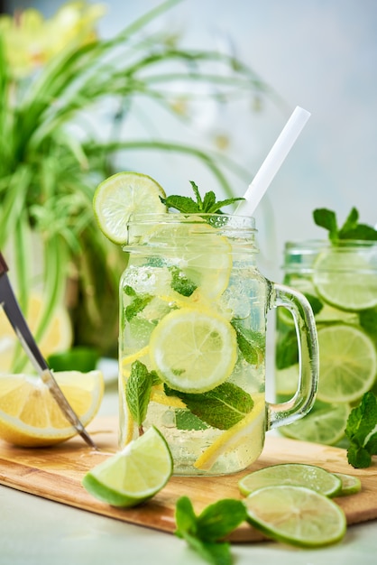 Limonade mit Zitrone und Limette