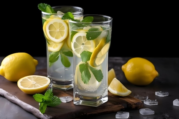Limonade mit Zitrone und Minze Generative Ai