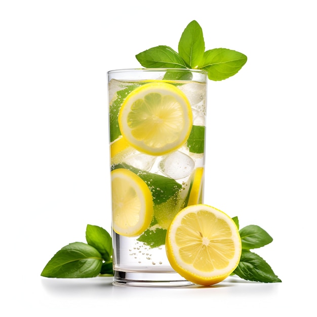 Limonade mit Zitronenscheibe