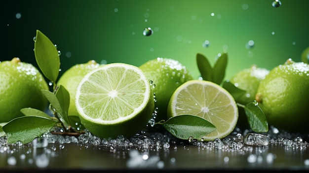 Limones frescos maduros con gotas de agua