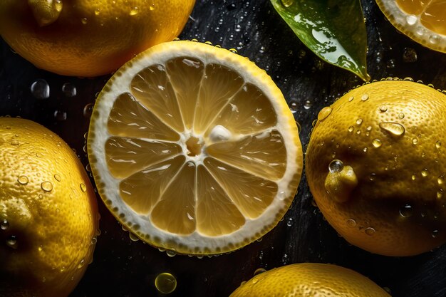 Limones frescos medio cortados sin costuras