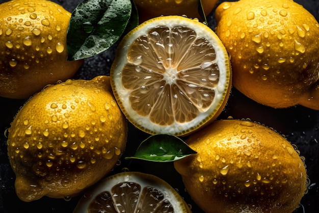 Limones frescos medio cortados sin costuras