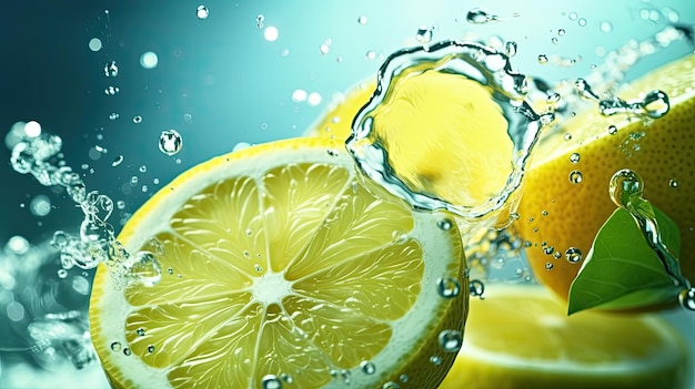 un limones y limones en agua