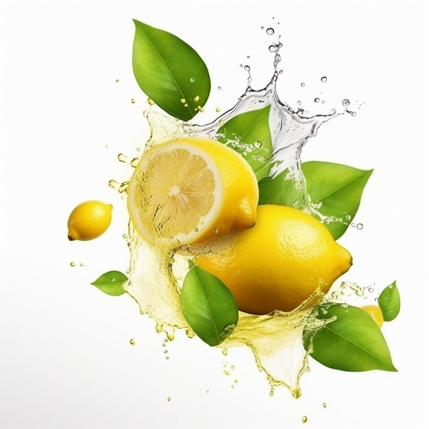 limones y limones están en un vaso de agua.