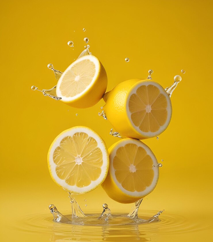 Limones refrescantes y jugosos exhibidos de varias maneras