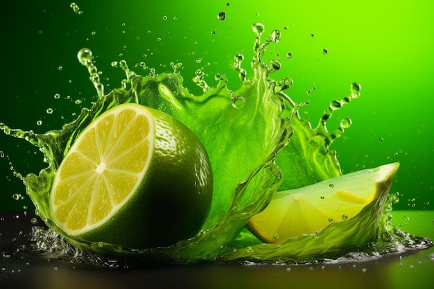 Limones con Water Splash Ai generativo