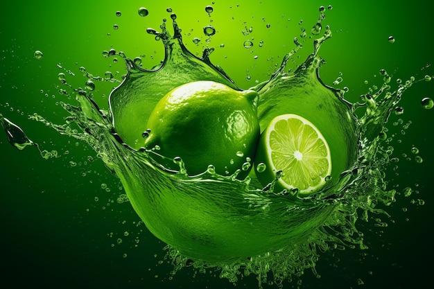 Limones con Water Splash Ai generativo