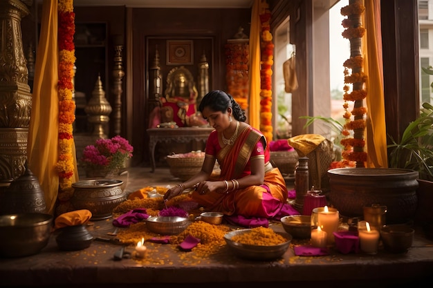 Limpeza e decoração antes do Diwali, as pessoas limpam