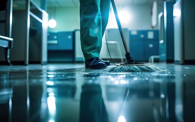 Limpeza e desinfetante, um conceito de clínica médica azul close-up imagem de esfregão