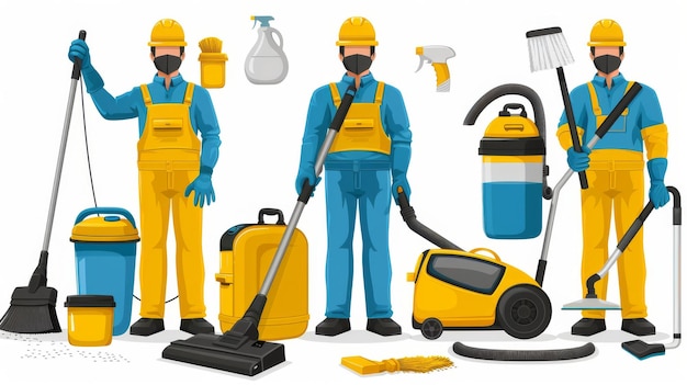 limpeza equipamento de limpeza serviço de limpeza desenho de linha 3d