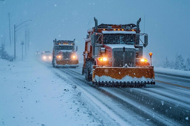 Foto un limpiador de nieve en la autopista