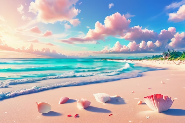 Limpie el agua de mar verde spray playa hermosa costa paisaje papel tapiz fondo cielo azul