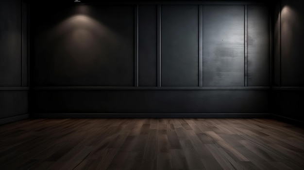 Limpie el divisor lamentable de luz con claroscuro brillante y piso de madera. Recurso creativo Generado por IA