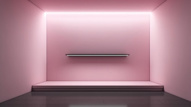 Limpie la pared de color rosa claro con un claroscuro desorientador Bien organizado establecimiento para la presentación de cosas Recurso creativo Generado por IA