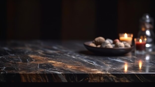 Limpie el ritmo de la mesa de madera con luces fuera del centro.