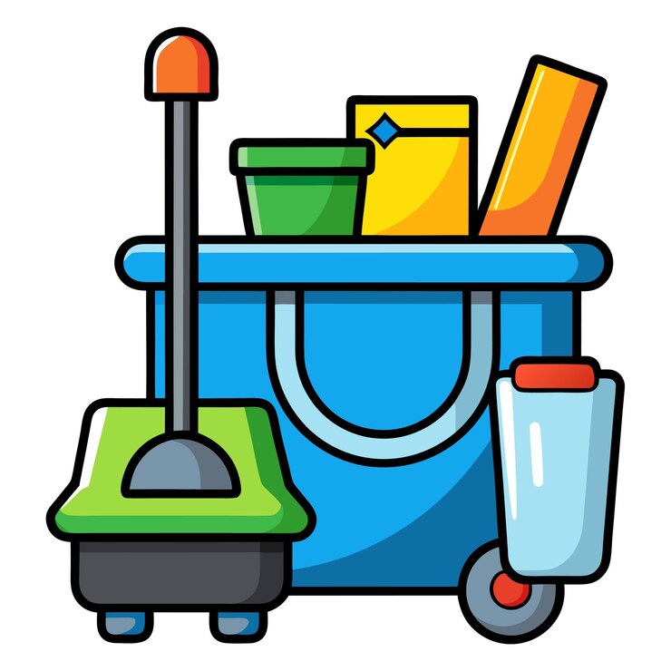 Foto limpieza de caddy clipart ilustración vectorial al estilo de dibujos animados