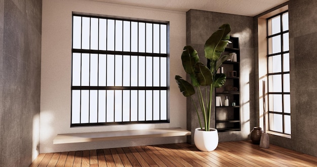 Limpieza del interior de la habitación vacía Japandi wabi sabi style3D rendering