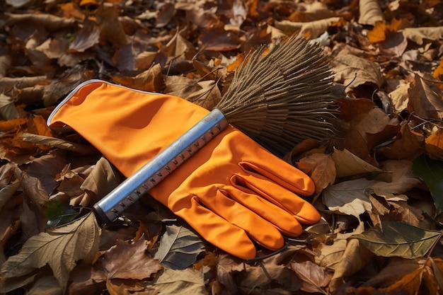 Limpieza trabajo pila naturaleza jardinería hojas caída patio rastrillo estacional follaje herramienta de otoño