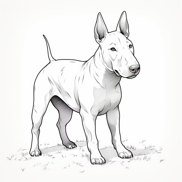 Foto limpio y afilado tinta de perro bull terrier con cola bobada