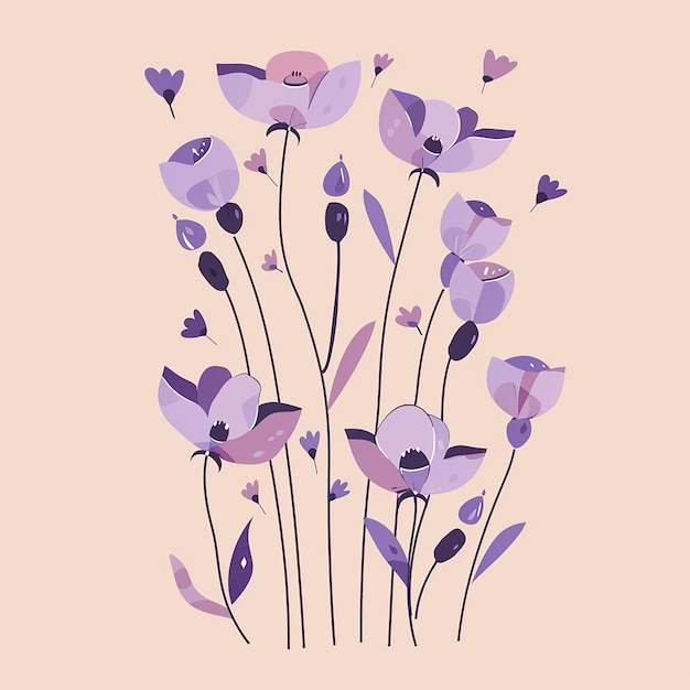 limpio y elegante Una simple ilustración plana de flores en un fondo plano
