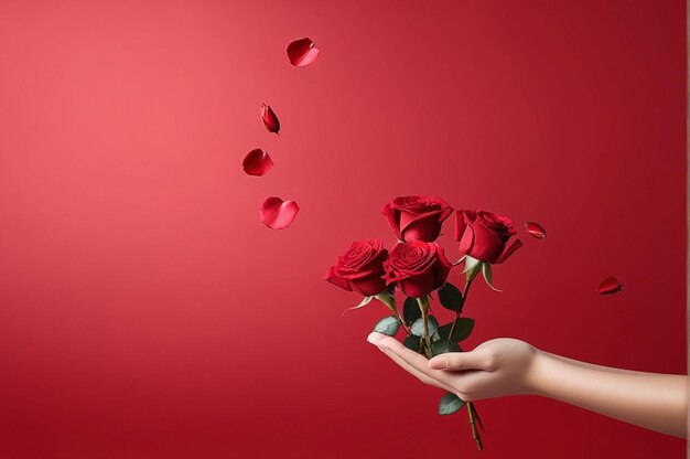 Limpio y mínimo fondo de rosas rojas para el día de San Valentín