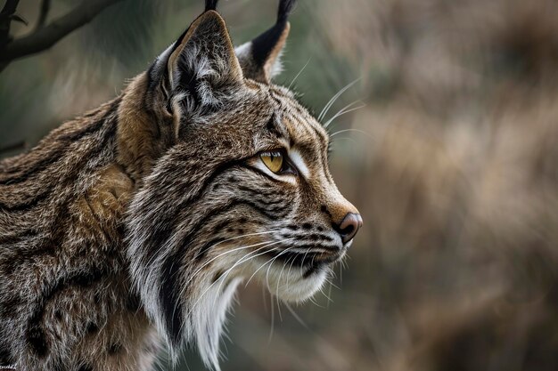 Foto el lince ibérico cerca del árbol