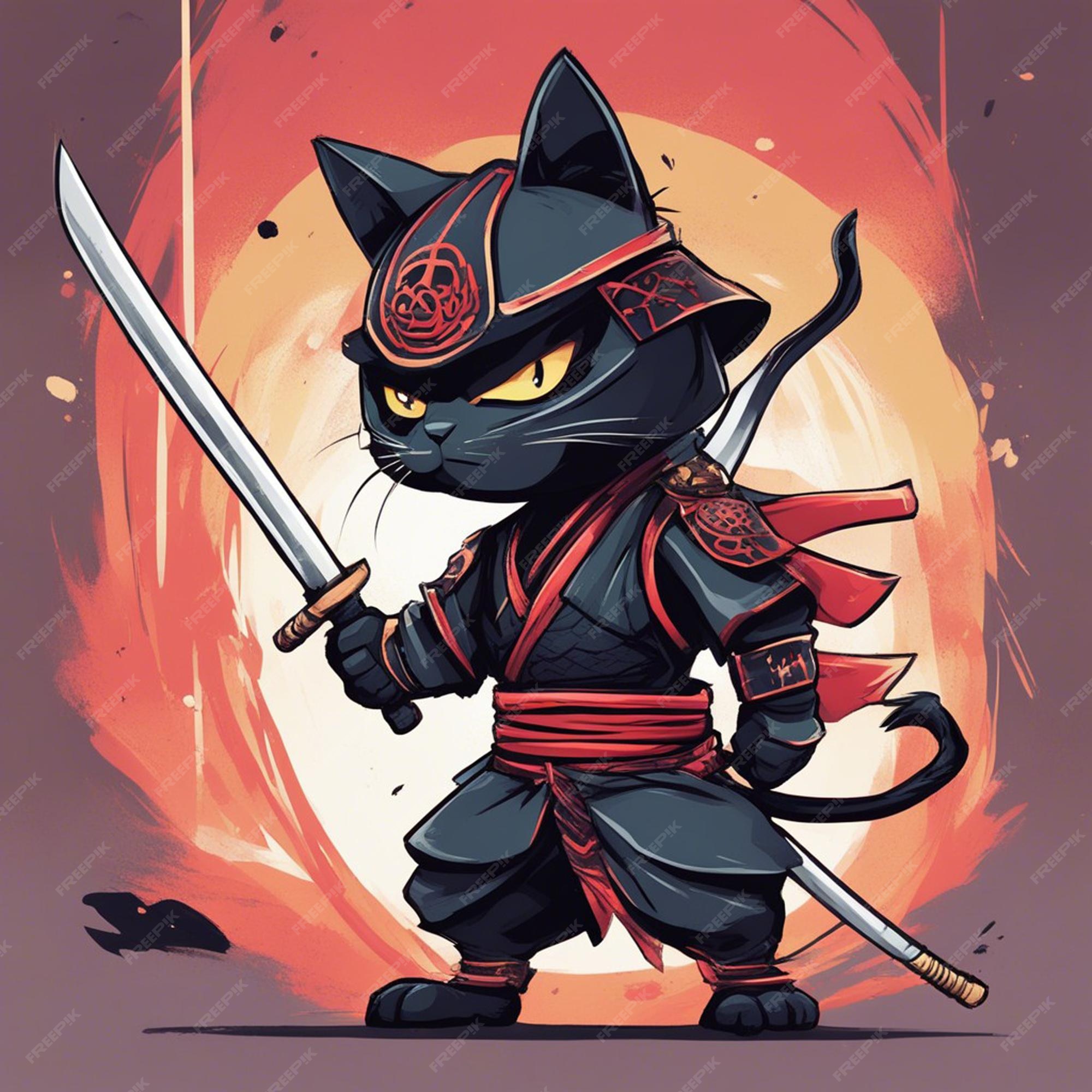 Ninja gato atacando Sprite imagem vetorial de gagu© 58267461