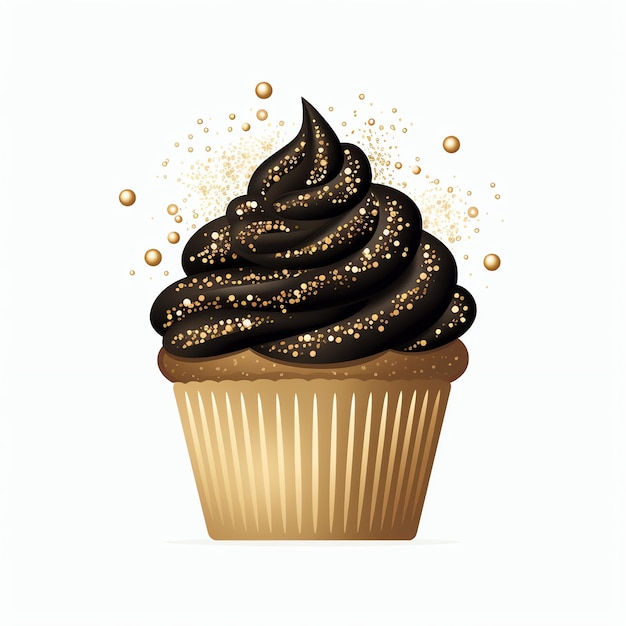 Foto linda aquarela de cupcake para celebração de ilustração de clipart de ano novo