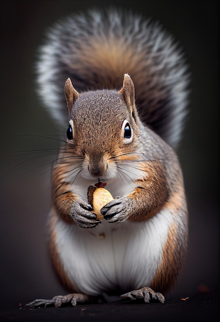 Linda ardilla comiendo una nuez generativa ai