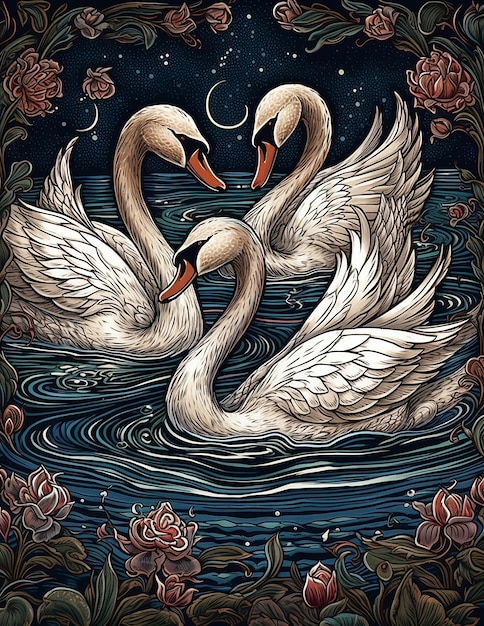 Linda Arte da Natureza Pássaro Cisne