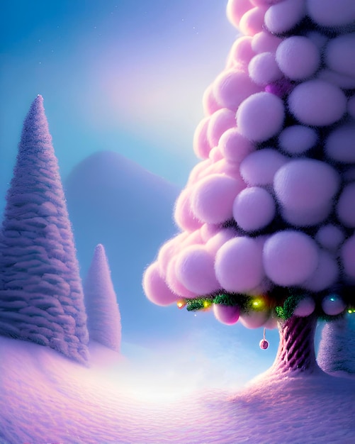 Linda árvore de natal decorada, atmosfera de natal, cartão postal de ano novo