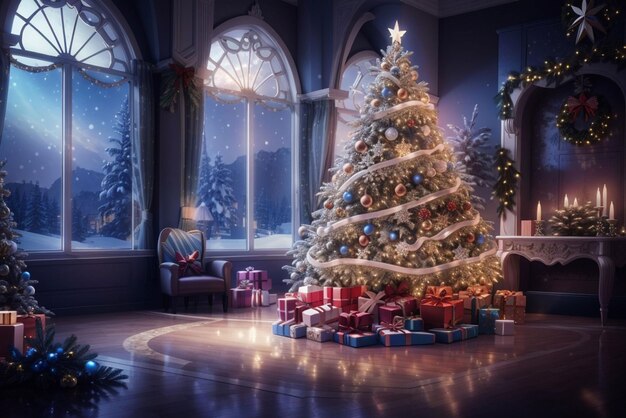 linda árvore de natal mágica