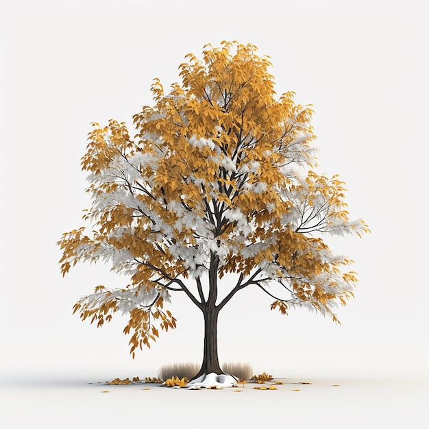 Linda árvore única de bétula isolada de fundo branco Imagem gerada por IA