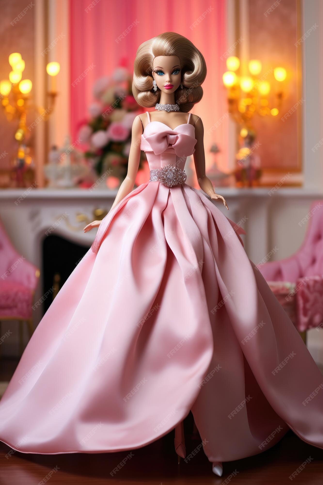 Linda barbie em uma elegante roupa de festa gerada por ia