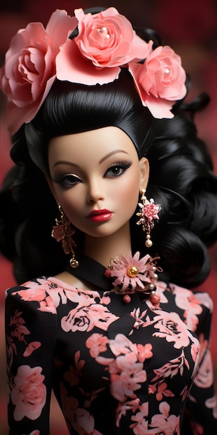 linda boneca barbie com roupa rosa