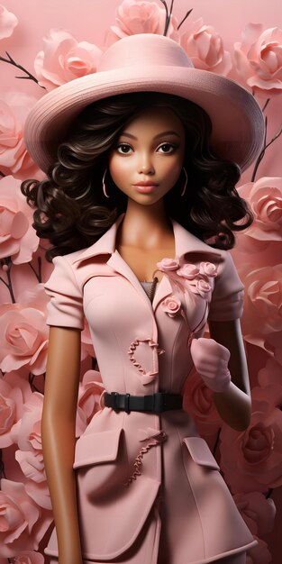 linda boneca barbie com roupa rosa