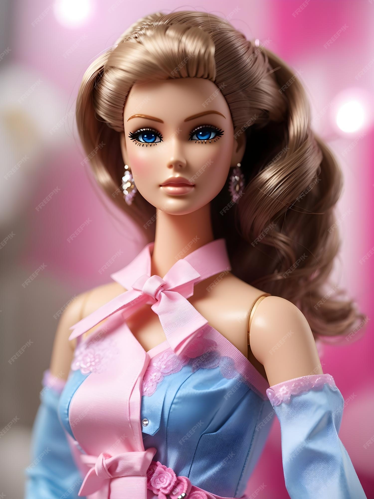 Linda boneca barbie com roupas da moda 3 barbie olhos azuis de corpo  inteiro e cabelo no rosto