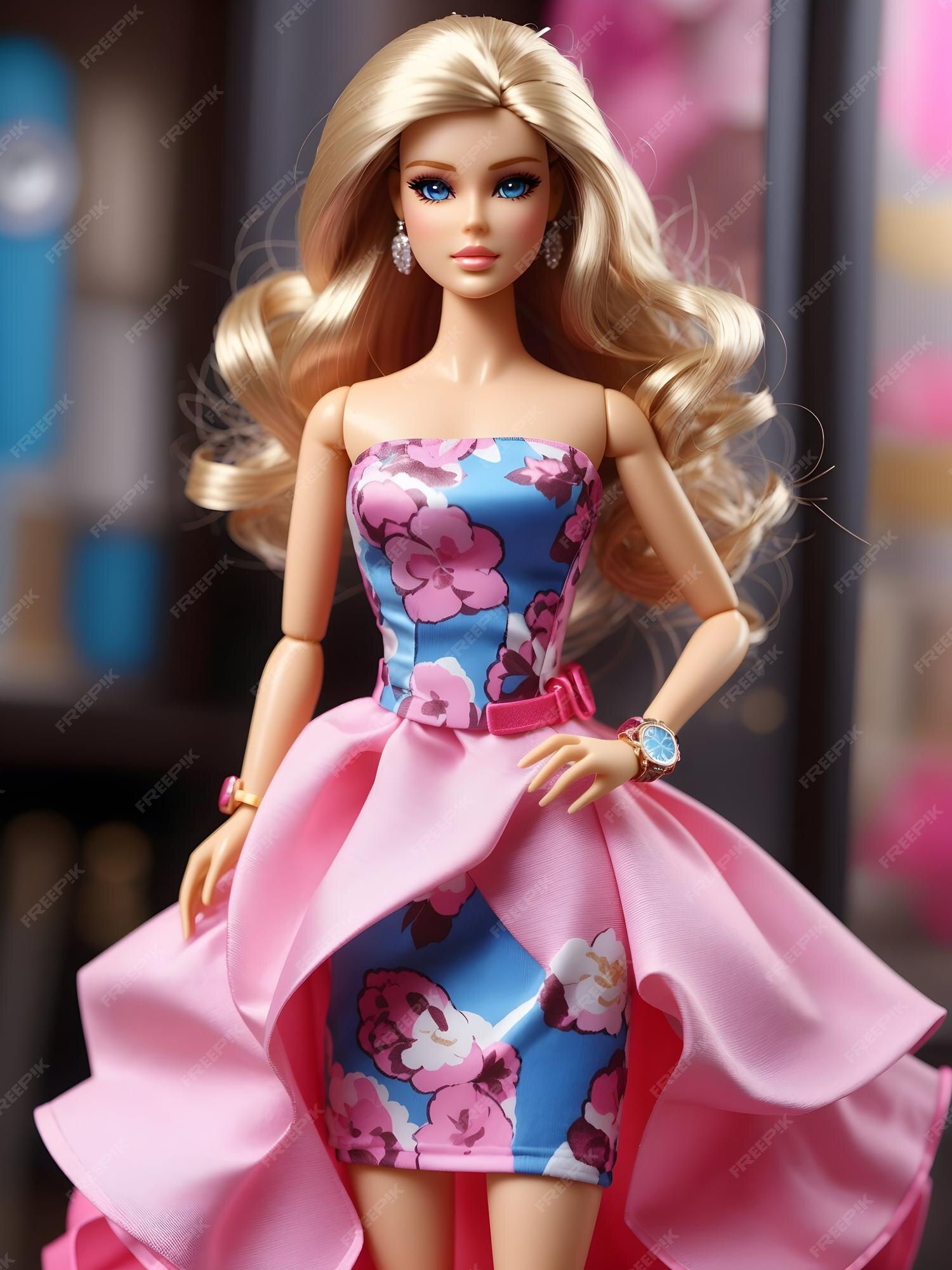 Linda boneca barbie com roupas da moda 3 barbie olhos azuis de corpo  inteiro e cabelo no rosto