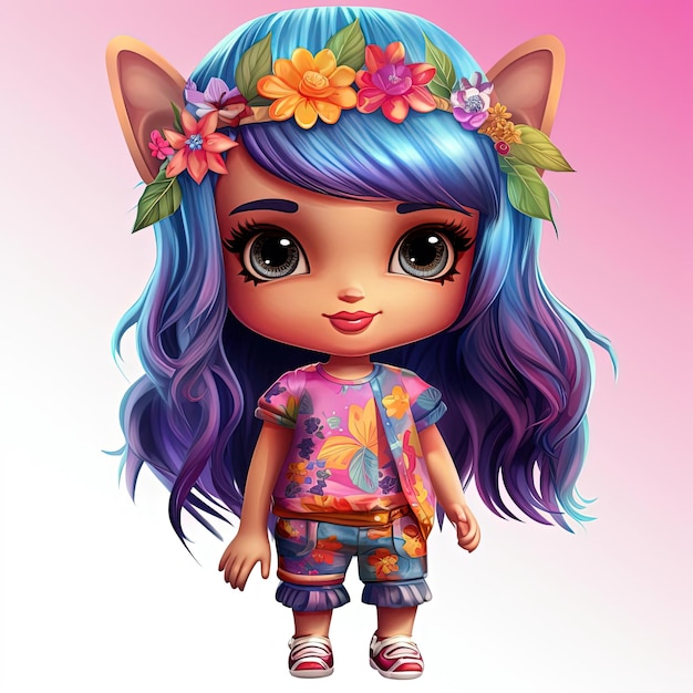 Baixe Adorável Boneca Kawaii Envolvida em Atividades Artísticas PNG -  Creative Fabrica