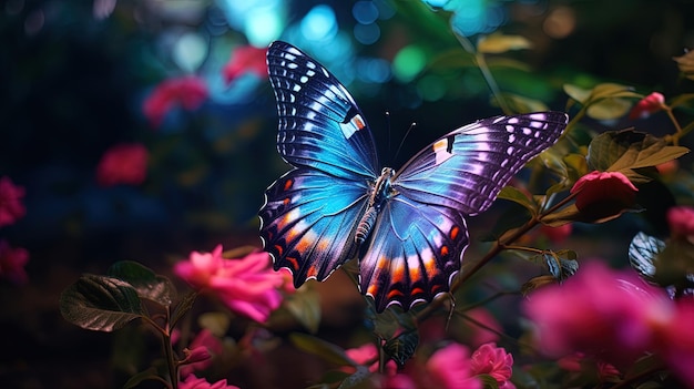 Linda borboleta colorida no fundo da natureza gerada pela IA