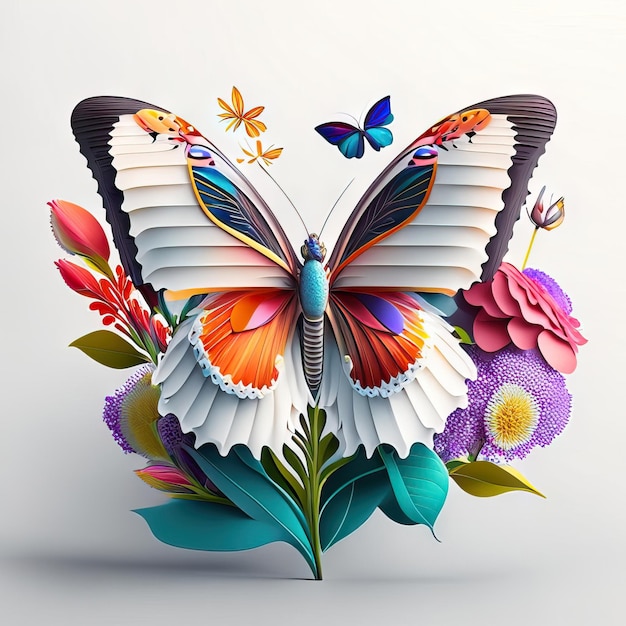 Foto linda borboleta em ilustração 3d