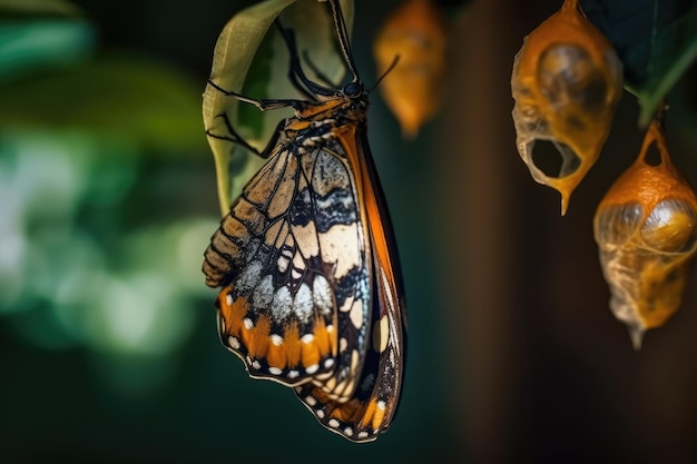 Foto linda borboleta empoleirada em uma planta verde vibrante