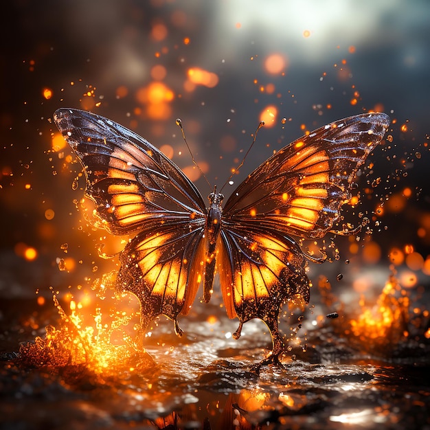 Linda borboleta na natureza gerada por IA